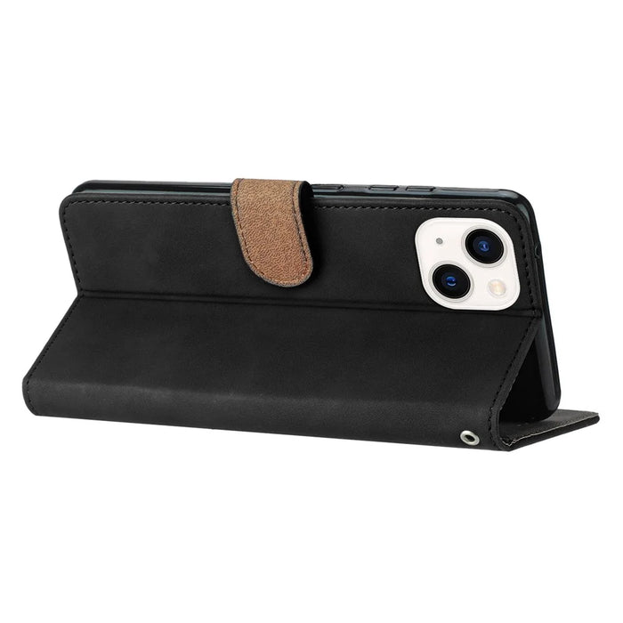 For iPhone 15 Wallet Flip Phone Cover Imprinted Butterfly Phone Case Leather Stand Phone Shell - Black - 4