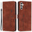 For Samsung Galaxy S23 FE Skin-touch PU Leather Imprinted Cover Flip Stand Wallet Phone Case with Strap - Brown - 1