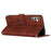 For Samsung Galaxy S23 FE Skin-touch PU Leather Imprinted Cover Flip Stand Wallet Phone Case with Strap - Brown - 3