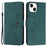PU Leather Wallet Case for iPhone 15 , Stand Heart Imprinted Protective Phone Cover - Green - 1