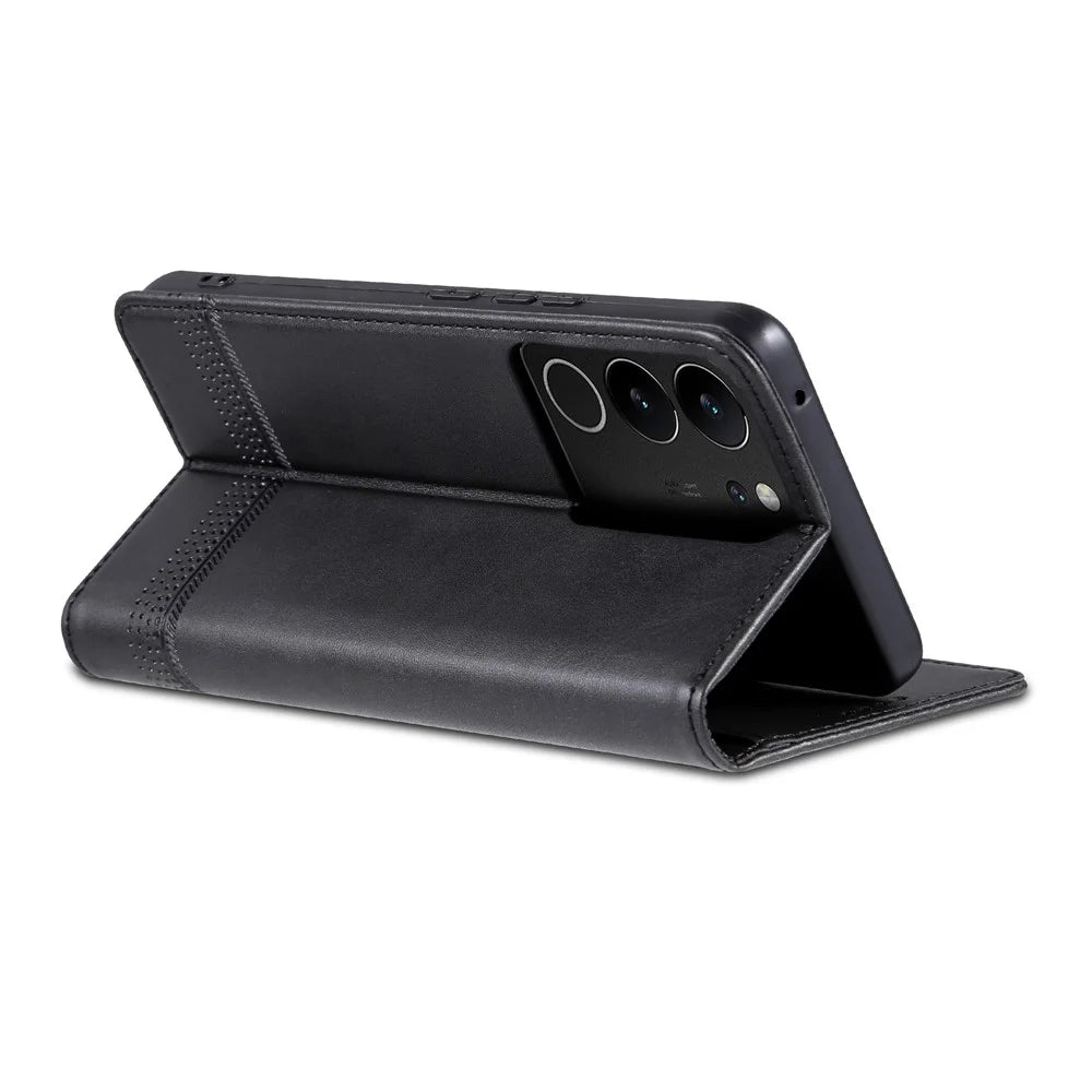 AZNS For vivo S17 5G / S17 Pro 5G Wallet PU Leather Case Cowhide Texture Phone Cover with Stand - Black - 4