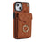 For iPhone 15 RFID Blocking Phone Case Multiple Card Slots Ring Kickstand PU Leather+TPU Fall-proof Cover - Brown - 2