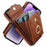 For iPhone 15 RFID Blocking Phone Case Multiple Card Slots Ring Kickstand PU Leather+TPU Fall-proof Cover - Brown - 4