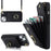 For iPhone 15 Plus RFID Blocking Phone Back Guard Case Multiple Card Slots Ring Kickstand PU Leather+TPU Cover - Black - 1
