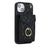 For iPhone 15 Plus RFID Blocking Phone Back Guard Case Multiple Card Slots Ring Kickstand PU Leather+TPU Cover - Black - 2