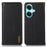KHAZNEH For OnePlus Nord CE3 5G Genuine Cow Leather Phone Case Stand Cover RFID Blocking Wallet Shell - Black - 1