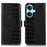 For OnePlus Nord CE3 5G Genuine Cow Leather RFID Blocking Wallet Cover Crocodile Texture Stand Phone Case - Black - 1