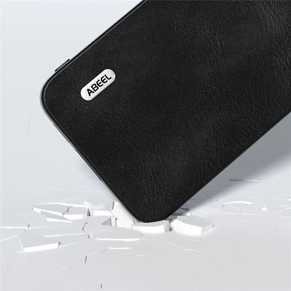 ABEEL Cowhide Texture Phone Case for Samsung Galaxy S23 FE Shockproof PU Leather+TPU+PC Cover - Black - 3
