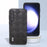 ABEEL For Samsung Galaxy S23 FE Grid Texture Anti-drop Case PU Leather Coated PC+TPU Phone Cover - Black - 4