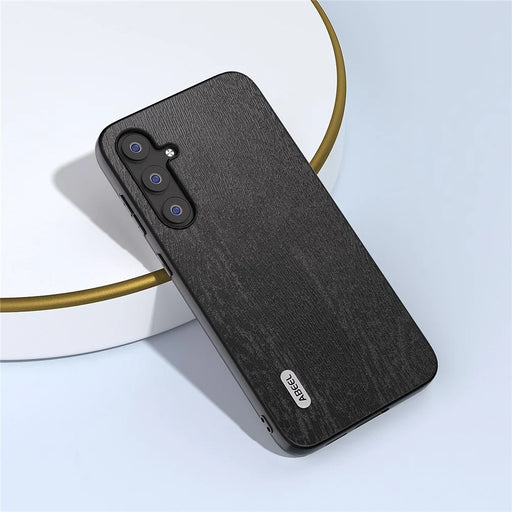 ABEEL For Samsung Galaxy S23 FE Wood Grain Phone Case PU Leather+TPU+PC Anti-scratch Cover - Black - 2