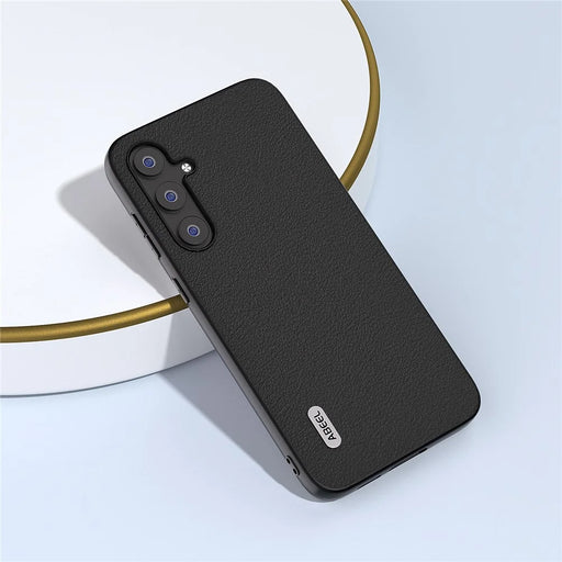 ABEEL For Samsung Galaxy S23 FE Protective Case Genuine Cow Leather+PC+TPU Phone Cover - Black - 2