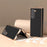 For Samsung Galaxy Z Fold5 5G Textured Genuine Cow Leather Coated PC Phone Case Electroplating Anti-Scratch Cover - Black - 3
