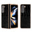 For Samsung Galaxy Z Fold5 5G Electroplating Protective Phone Case Genuine Cow Leather + PC Crocodile Texture Cover - Black - 1