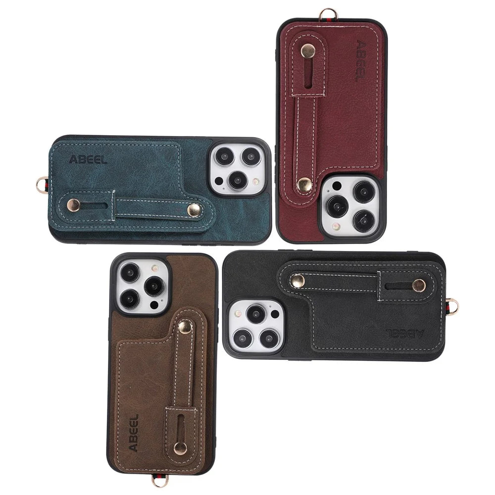 ABEEL Style 03 For iPhone 14 Pro Max PU Leather Coated TPU+PC Shell Card Slots Litchi Texture Phone Kickstand Cover - Black - 7