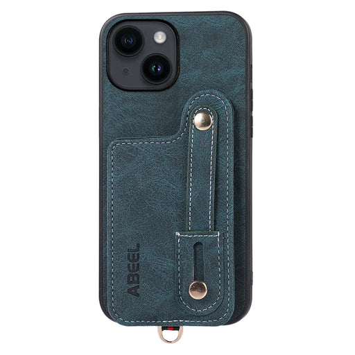 ABEEL Style 03 For iPhone 14 PU Leather+TPU+PC Protective Cover Card Holder Kickstand Phone Case - Blue - 1