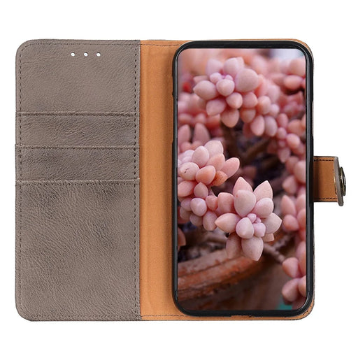 KHAZNEH Phone Leather Case for Samsung Galaxy F34 5G / M34 5G , Wallet Stand Cowhide Texture Phone Cover - Khaki - 2