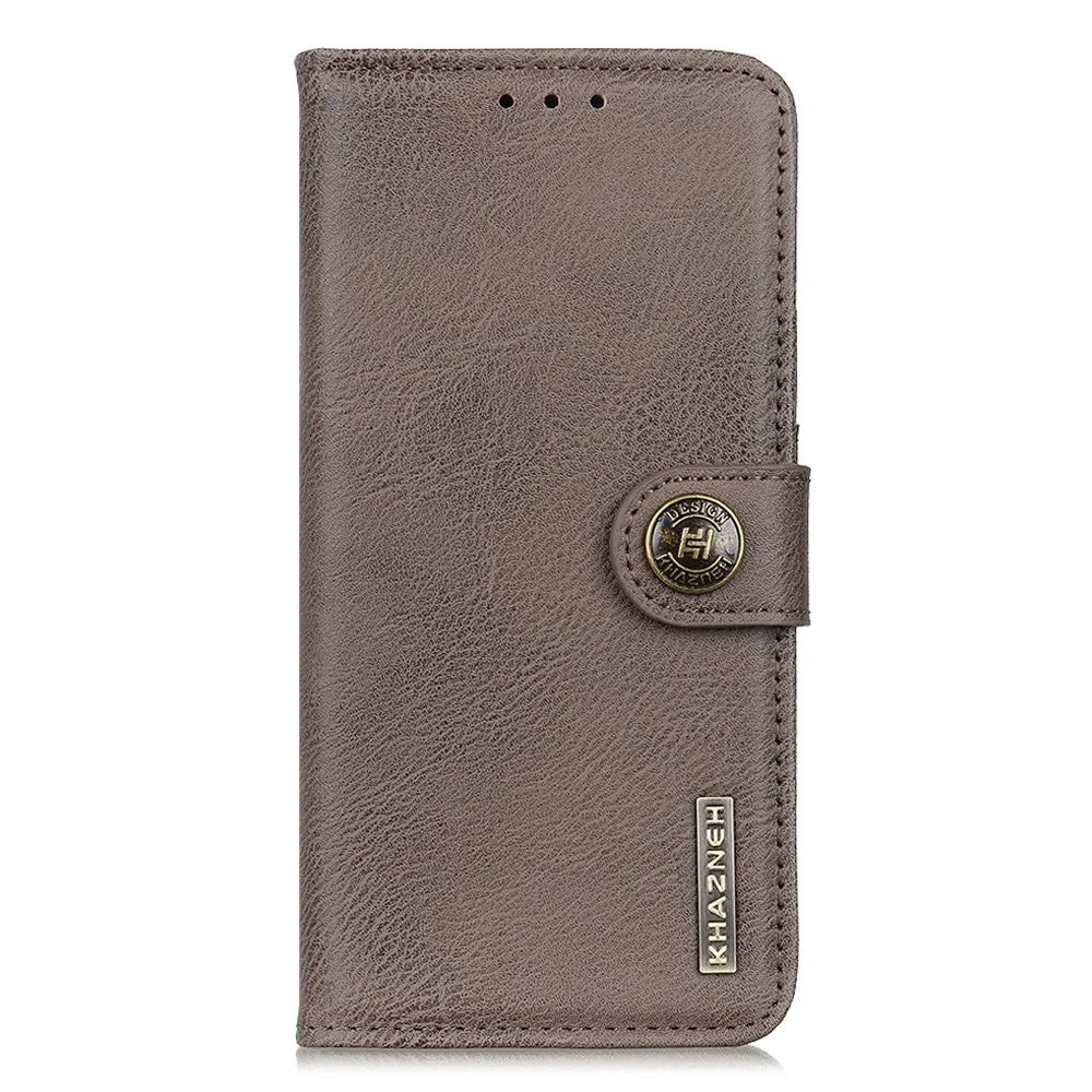 KHAZNEH Phone Leather Case for Samsung Galaxy F34 5G / M34 5G , Wallet Stand Cowhide Texture Phone Cover - Khaki - 7