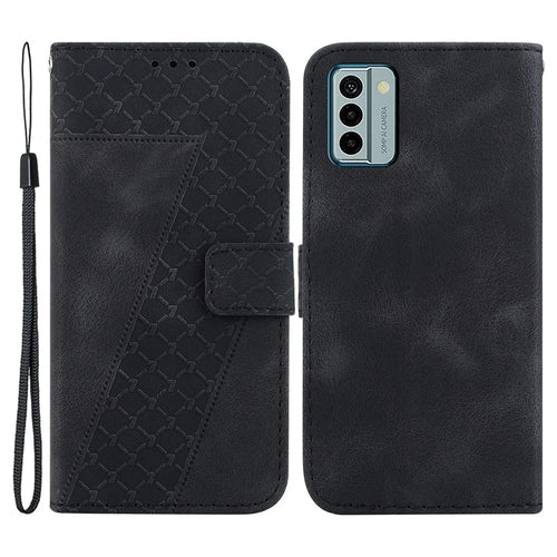 For Nokia G22 7-Shape Imprinted Phone Cover Flip Leather Wallet Stand Anti-drop Case - Black - 1