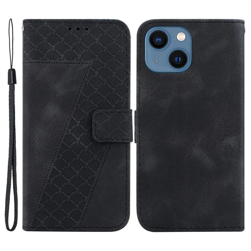 PU Leather Phone Case for iPhone 15 Plus , Stand Imprinted Pattern Wallet Phone Shell Cover - Black - 1