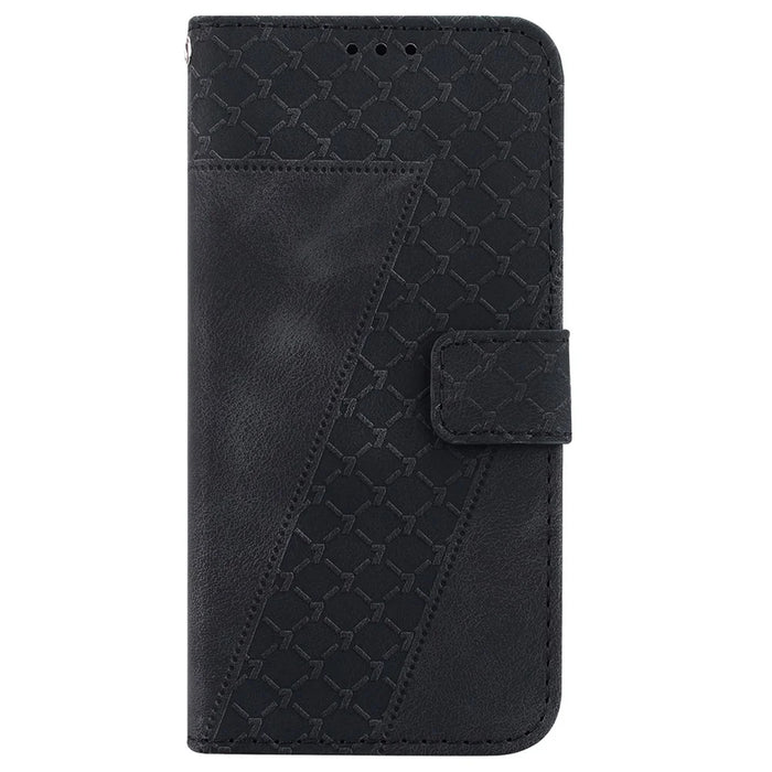 PU Leather Phone Case for iPhone 15 Plus , Stand Imprinted Pattern Wallet Phone Shell Cover - Black - 7
