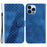 For iPhone 14 Pro Max Stand Imprinted Pattern Phone Case PU Leather Shell Shockproof Wallet Cover - Dark Blue - 1