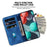 For iPhone 14 Pro Max Stand Imprinted Pattern Phone Case PU Leather Shell Shockproof Wallet Cover - Dark Blue - 3