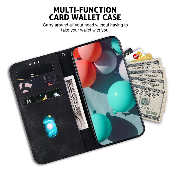 For iPhone 13 Pro 6.1 inch PU Leather Wallet Case 7-Shape Imprinted Phone Cover with Stand - Black - 3