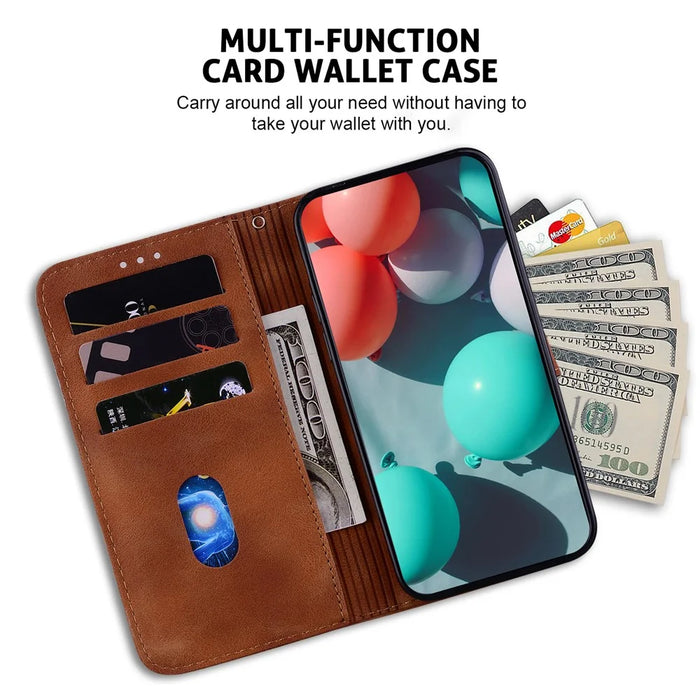 For Wiko Y82 Imprinted 7-Shape Pattern Leather Phone Case Flip Stand Wallet Cover - Brown - 2