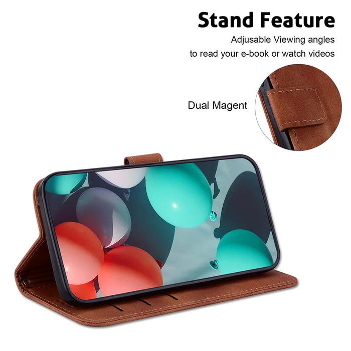 For Wiko Y82 Imprinted 7-Shape Pattern Leather Phone Case Flip Stand Wallet Cover - Brown - 3