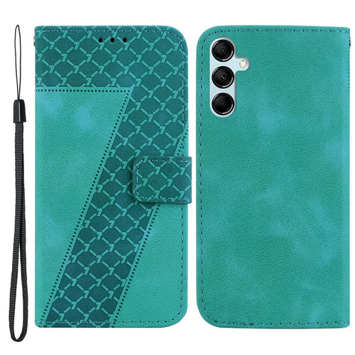 For Samsung Galaxy M54 5G / F54 5G 7-Shape Imprinted Anti-fall Phone Cover Leather Wallet Flip Stand Case - Green - 1