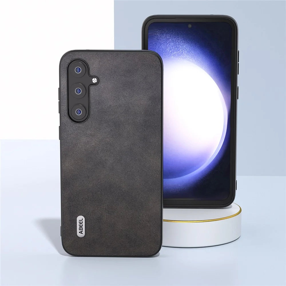 ABEEL For Samsung Galaxy S23 FE Cowhide Texture Phone Cover PU Leather+TPU+PC Phone Case - Black - 4