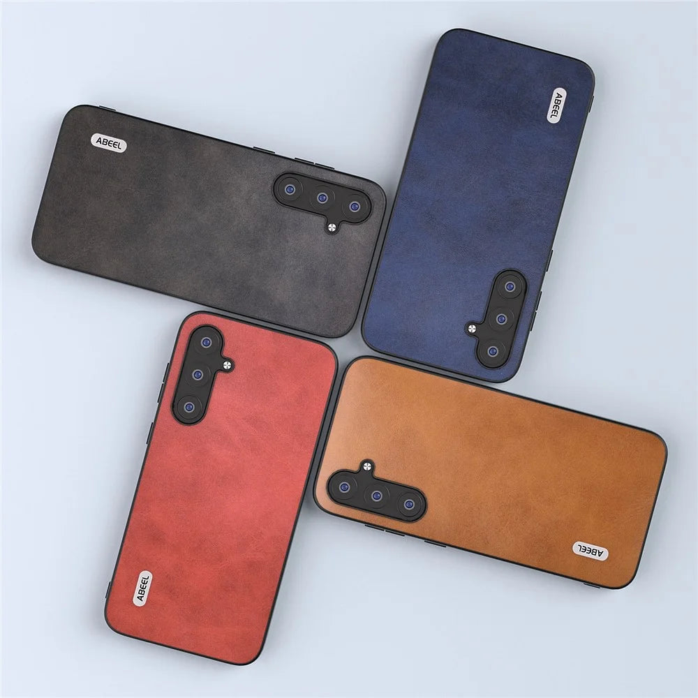 ABEEL For Samsung Galaxy S23 FE Cowhide Texture Phone Cover PU Leather+TPU+PC Phone Case - Black - 5
