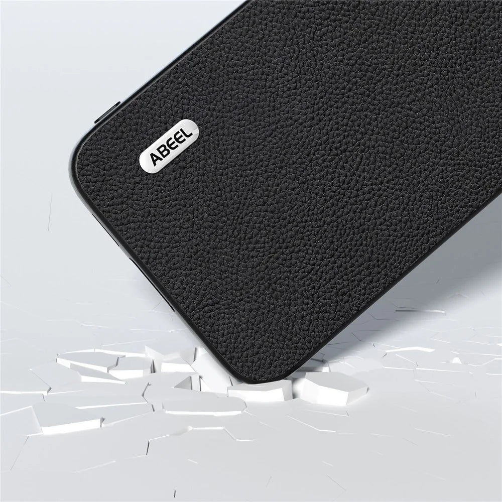 ABEEL For Samsung Galaxy S23 FE Fine Litchi Texture Phone Case Cowhide Leather Coated PC+TPU Cover - Black - 3