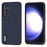 ABEEL For Samsung Galaxy S23 FE Cross Texture Cowhide Leather Coating Phone Case TPU+PC Cover - Blue - 1