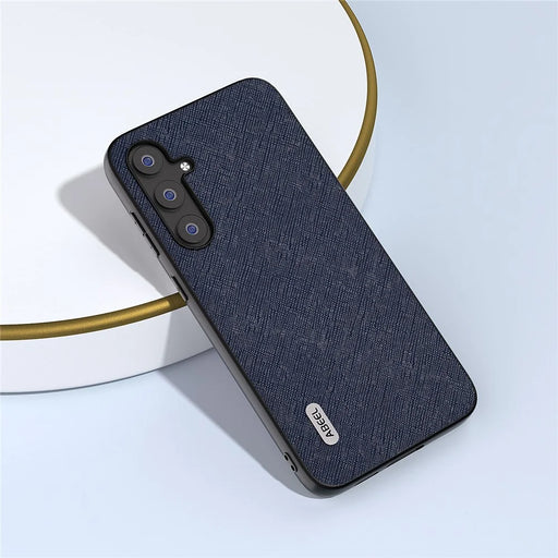 ABEEL For Samsung Galaxy S23 FE Cross Texture Cowhide Leather Coating Phone Case TPU+PC Cover - Blue - 2