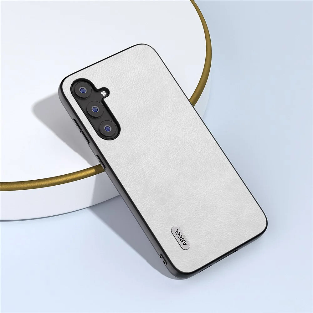 ABEEL For Samsung Galaxy S23 FE Leather Coated TPU+PC Case Litchi Texture Cell Phone Cover - White - 2