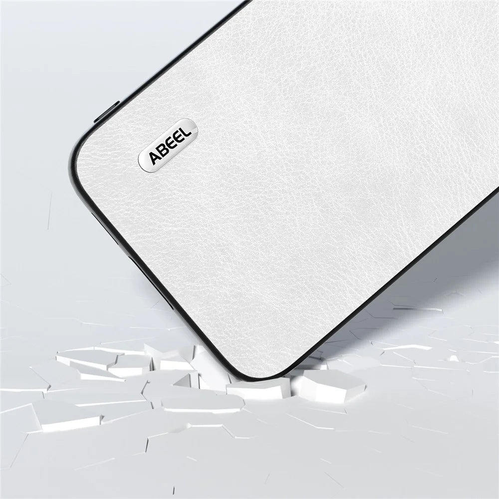 ABEEL For Samsung Galaxy S23 FE Leather Coated TPU+PC Case Litchi Texture Cell Phone Cover - White - 3