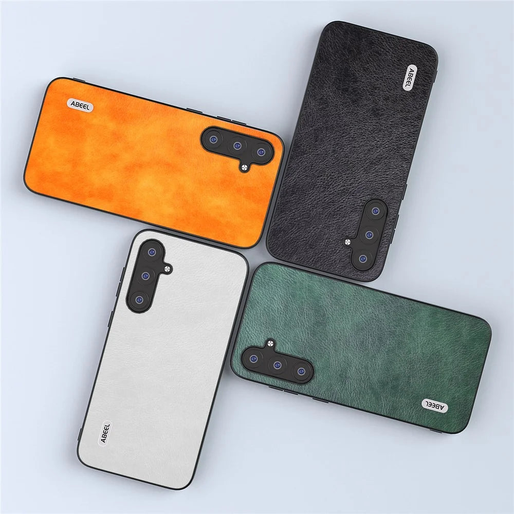 ABEEL For Samsung Galaxy S23 FE Leather Coated TPU+PC Case Litchi Texture Cell Phone Cover - White - 5
