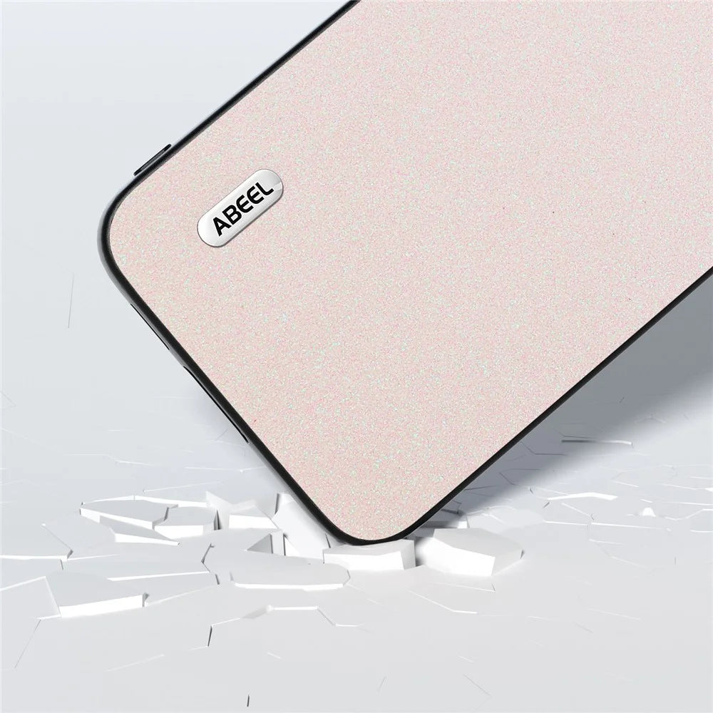 ABEEL For Samsung Galaxy S23 FE Glitter Phone Case Anti-scratch PU Leather Coated TPU+PC Cover - White - 3