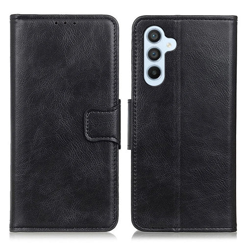 For Samsung Galaxy F34 5G / M34 5G Crazy Horse Texture PU Leather Wallet Case Stand Flip Cell Phone Cover - Black - 1