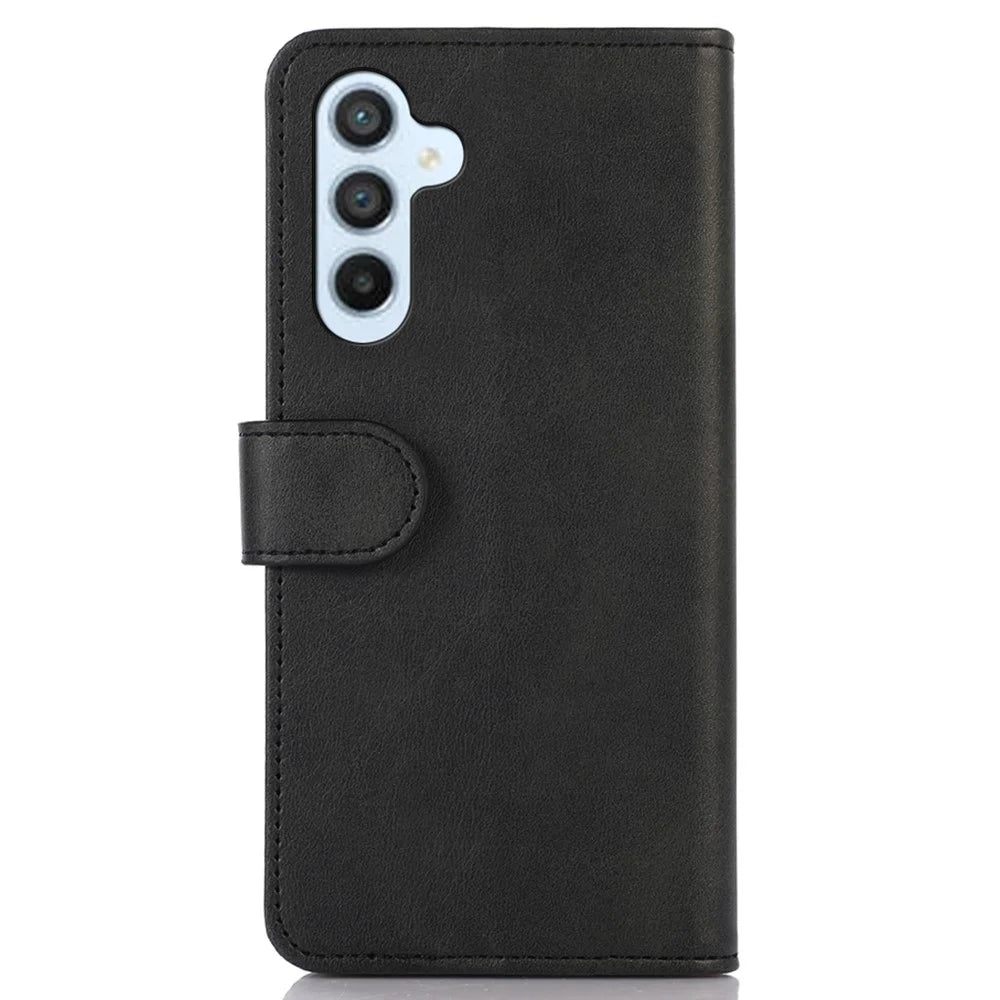 For Samsung Galaxy F34 5G / M34 5G Phone Stand Shell Cowhide Texture Phone Wallet Case PU Leather Cover - Black - 7