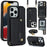 For iPhone 15 Pro Max Card Slots Kickstand Case PU Leather Coated TPU Phone Cover with Shoulder Strap - Black - 1