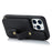 For iPhone 15 Pro Max Card Slots Kickstand Case PU Leather Coated TPU Phone Cover with Shoulder Strap - Black - 2