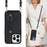 For iPhone 15 Pro Max Card Slots Kickstand Case PU Leather Coated TPU Phone Cover with Shoulder Strap - Black - 5