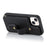 Card Holder Shell for iPhone 15 , Kickstand Case PU Leather Coated TPU Phone Cover with Shoulder Strap - Black - 2