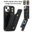 Card Holder Shell for iPhone 15 , Kickstand Case PU Leather Coated TPU Phone Cover with Shoulder Strap - Black - 3
