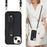 Card Holder Shell for iPhone 15 , Kickstand Case PU Leather Coated TPU Phone Cover with Shoulder Strap - Black - 5