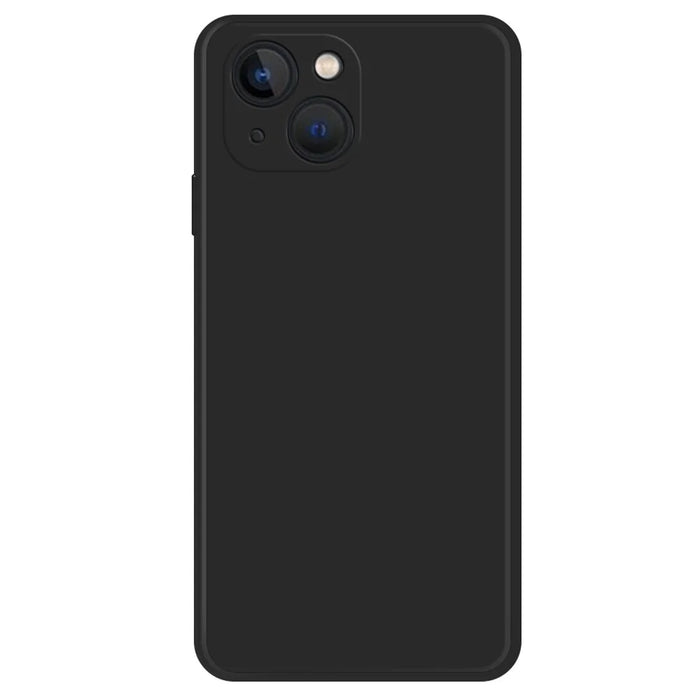 For iPhone 15 Plus Rubberized TPU Phone Cover Fiber Lining Straight Edge Phone Case - Black - 1