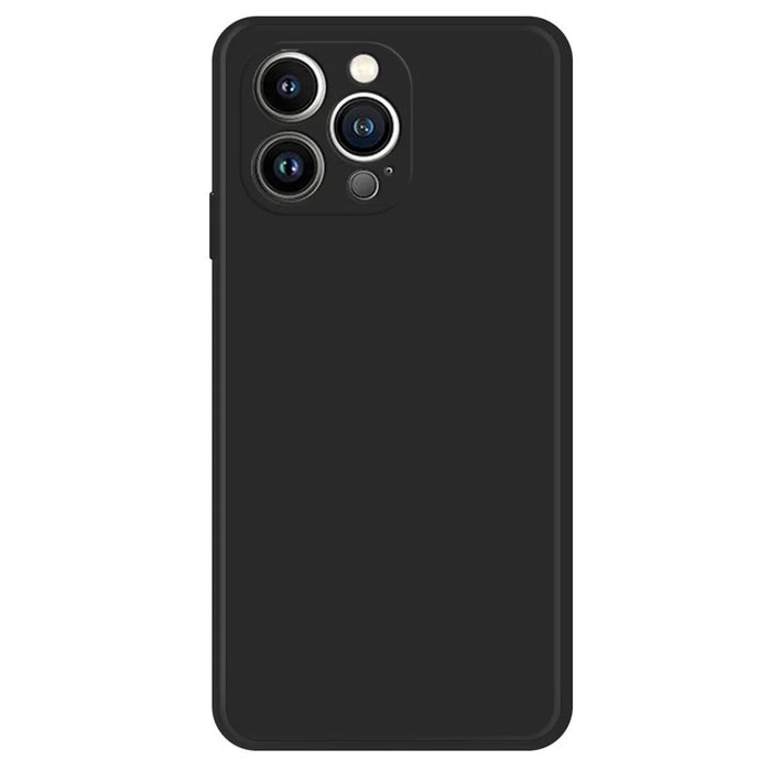 For iPhone 15 Pro Straight Edge Phone Case Fiber Lining Rubberized TPU Back Cover - Black - 1