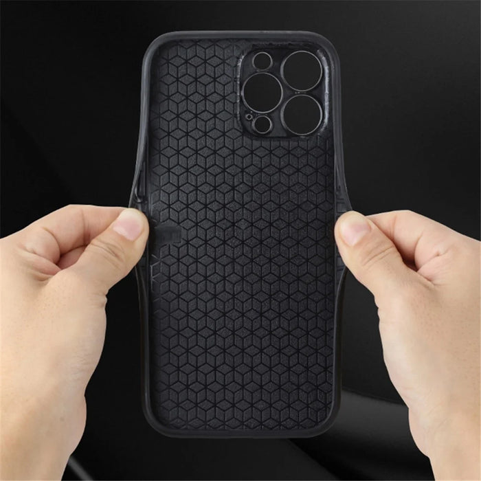 AZNS For iPhone 15 Pro PU Leather Coated TPU Cover Dustproof Shell Imprinted Pattern Phone Case - Black - 4